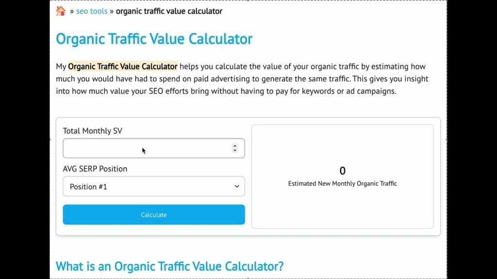 organic traffic value calculator