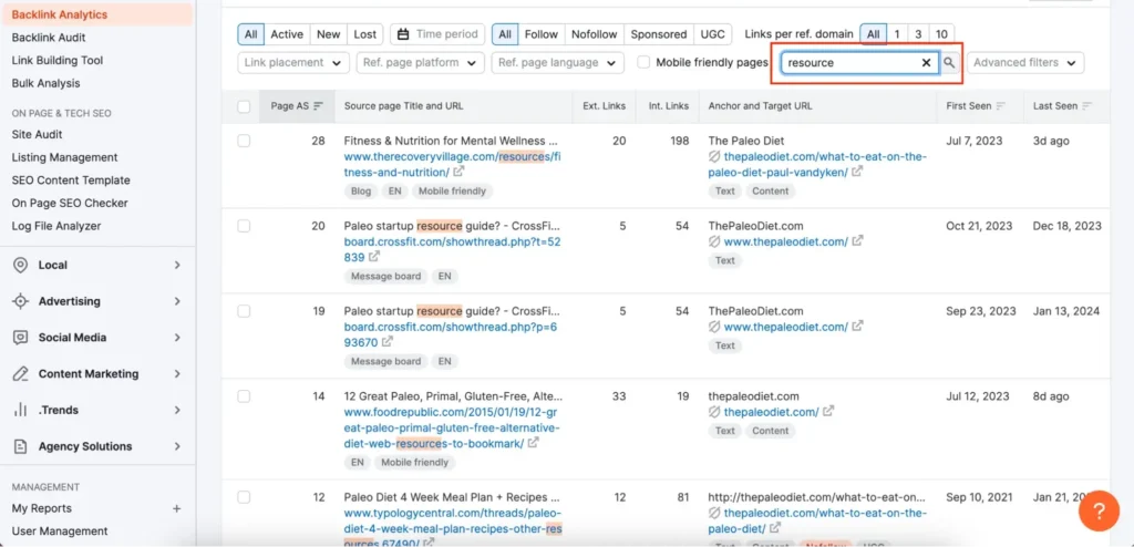 Links for ref domain