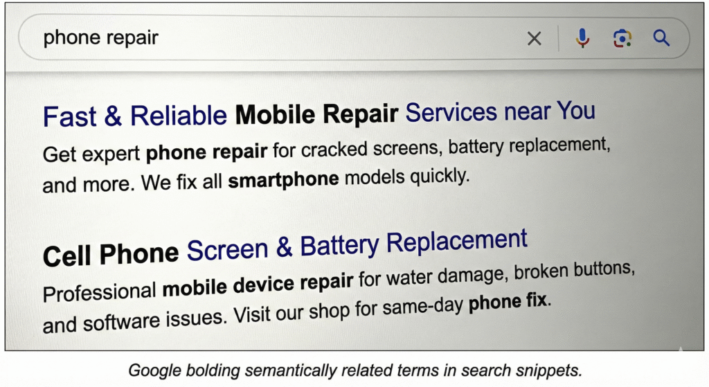 search result snippets