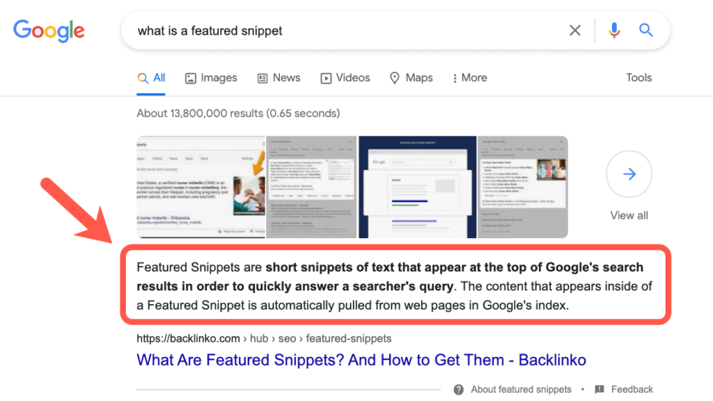 queries based featured snippets